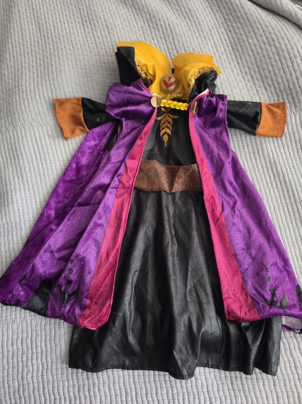 Disney Frozen II Girls Purple, Pink & Black Velvet Cape Coat with Gold 2T